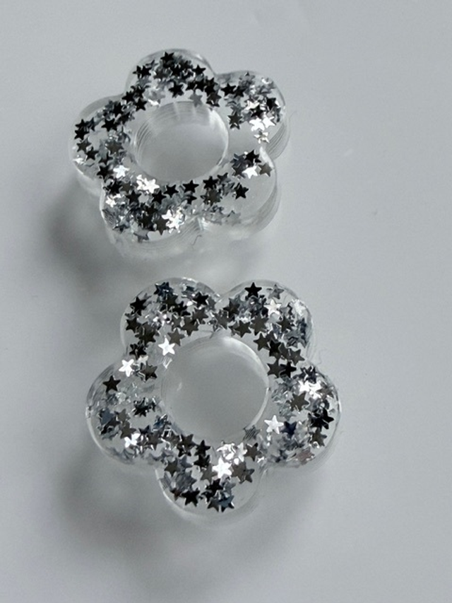 PAMPILLES transparentes étoiles argentées