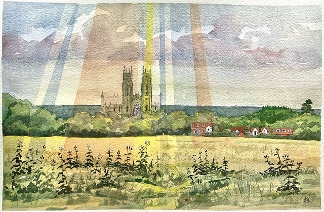 Beverley Minster from the Westwood. Watercolour 22 x 15 inch approx.