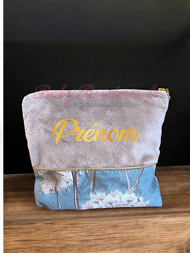 Trousse de toilette Beige foncé et motif pissenlit