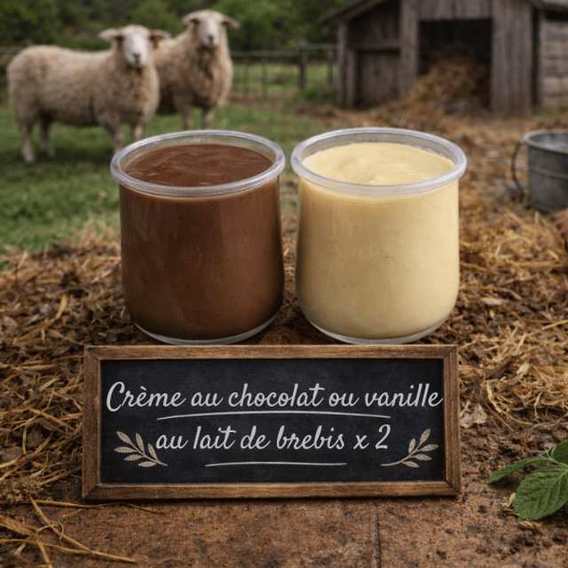 Crème au chocolat ou vanille au lait de brebis X 2 🧺