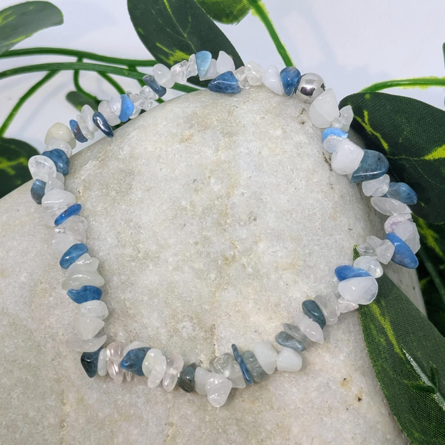 Bracelet &quot;Apatite &amp; Cristal de roche&quot; baroque BR-234