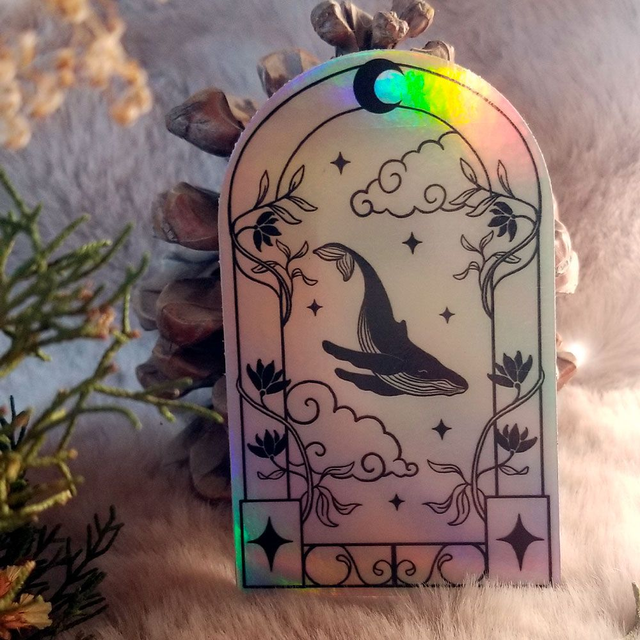 Sticker holographique "Baleine astrale"