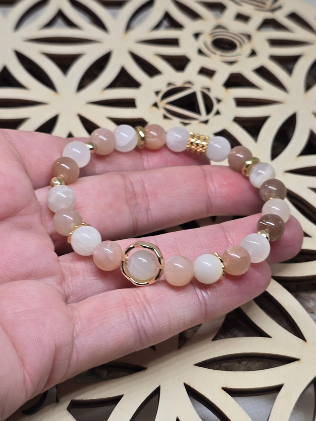 Bracelet Pierre de lune multicolore 0,8 cm