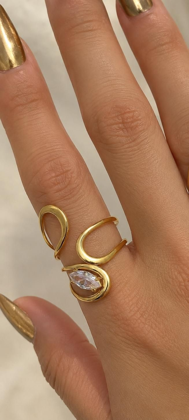 Bague Ajustable « Cléopâtre » – La Royal en Acier Inoxydable Doré