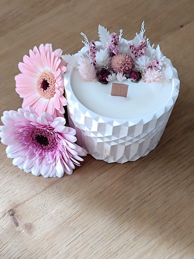 Pot à bijoux, bougie décorative fleurs séchées