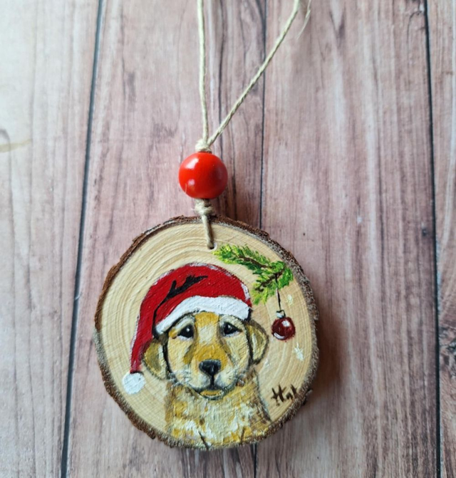 Mini peinture Labrador , bonnet de Noël
