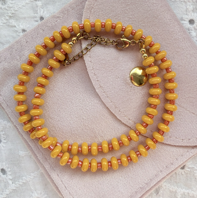 NOLA - Orange and Yellow Beaded Choker Necklace