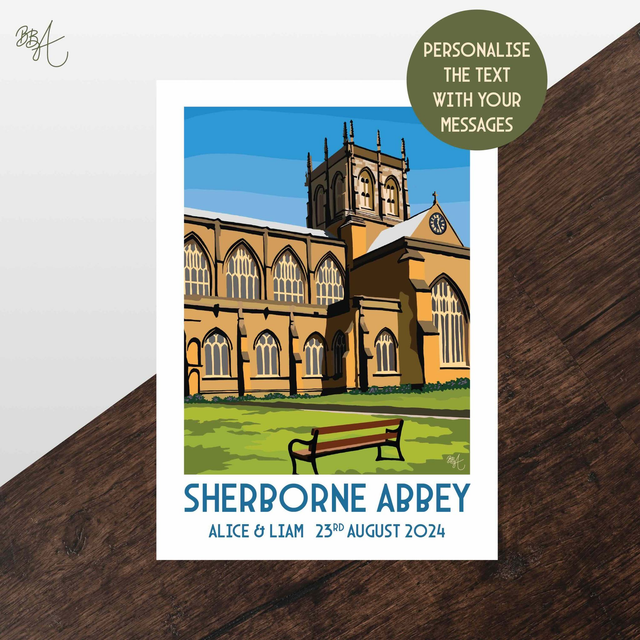 Sherborne Abbey, Personalised Wedding Venue Print