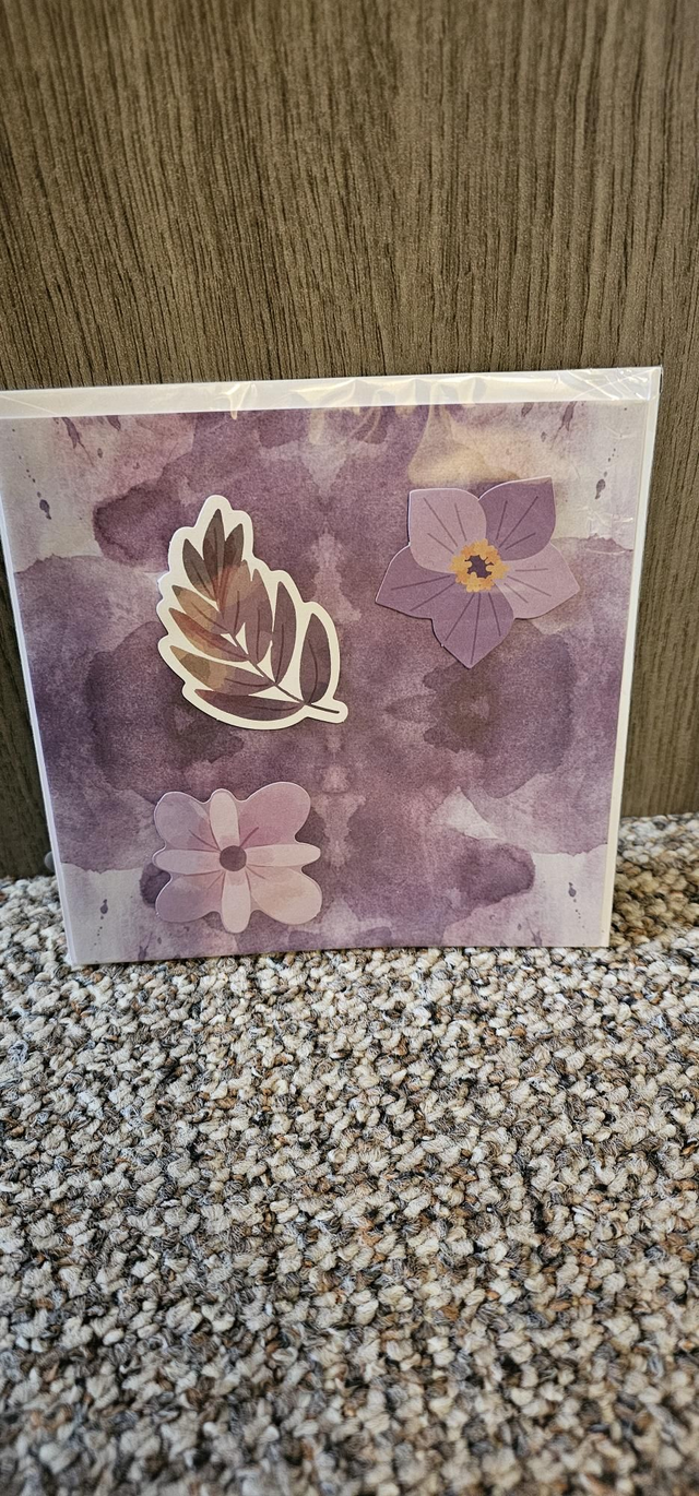 Purple flower and leaves card
