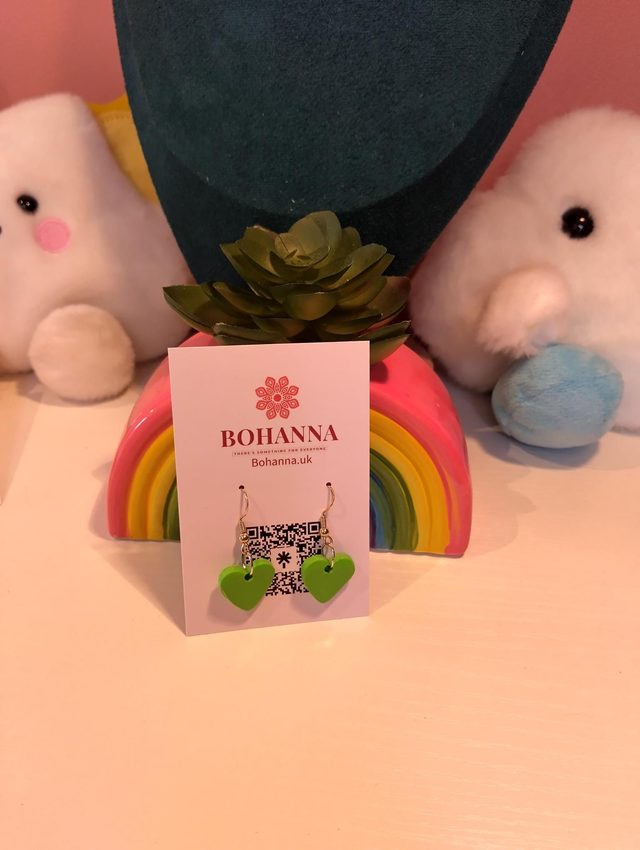   Handmade clay earrings heart earrings -Apple fizz