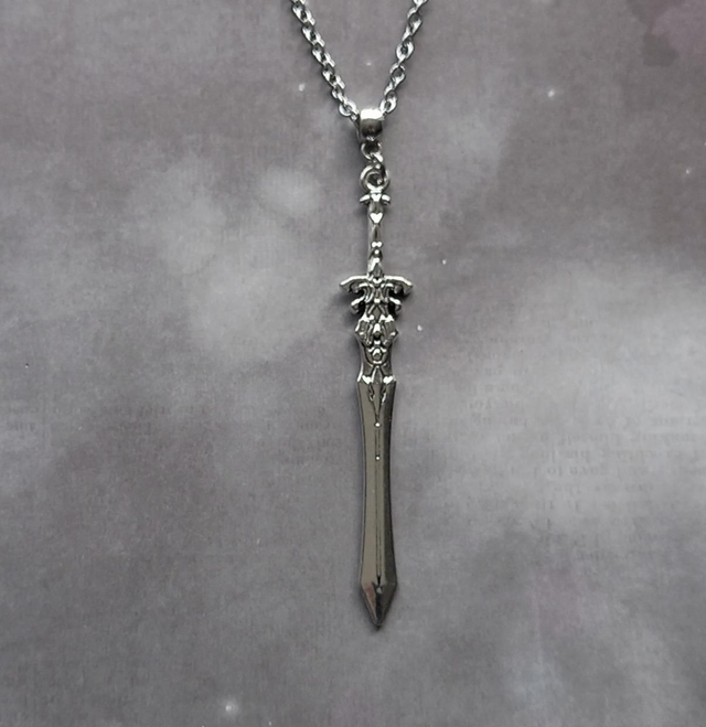 Large Patterned Sword Necklace 