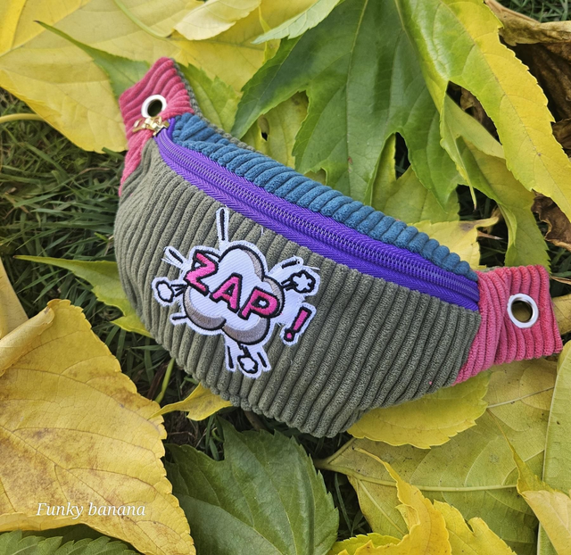 Banane mini velours vert sauge/bleu canard/rose framboise givrée 