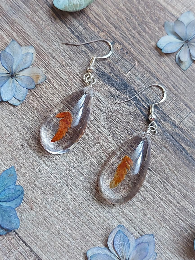 Boucles d'oreilles gouttes - fougère