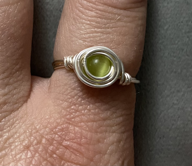 Lime green cats eye ring