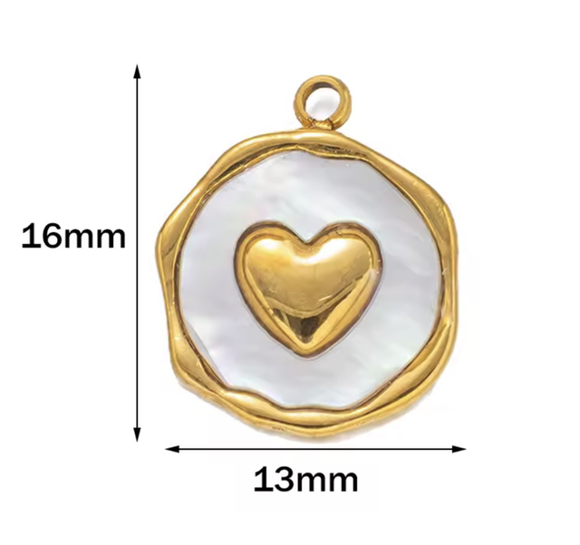 Charm cuore madreperla base gold 