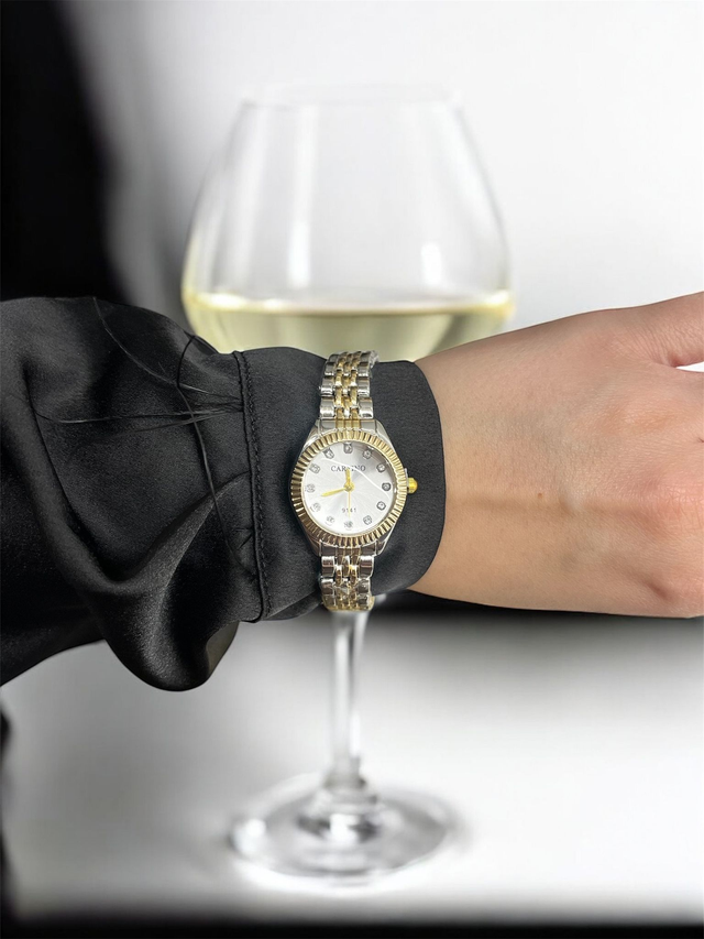 ~Cecilia~ Γυναικείο Στρογγυλό Δίχρωμο Ρολόι 