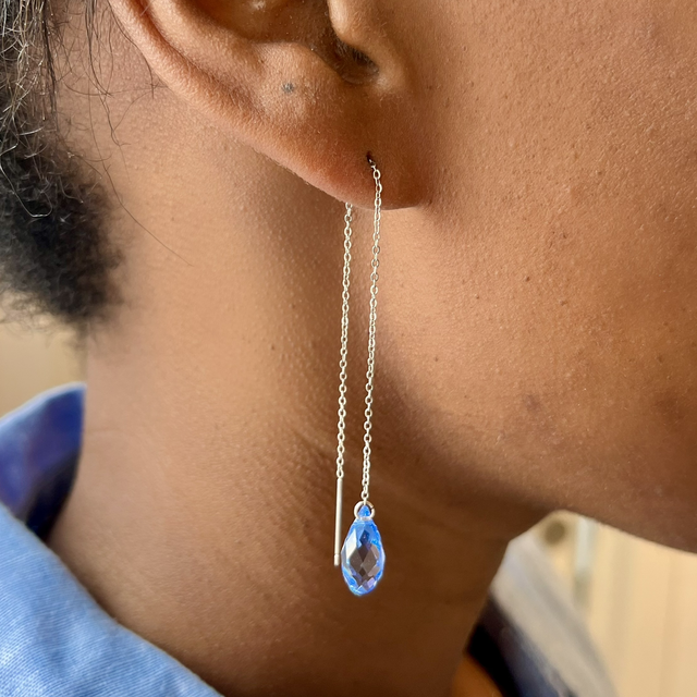 Boucles d&#039;oreilles en cristal bleu