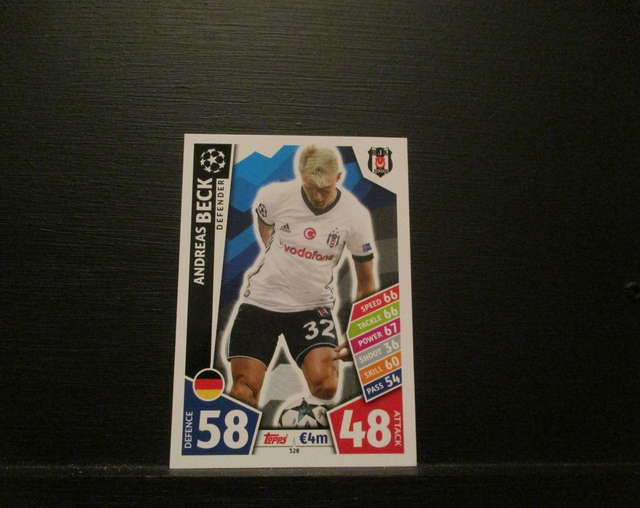 Andreas Beck - UEFA Champions League Match Attax 2017/18 Original Trading Card #328