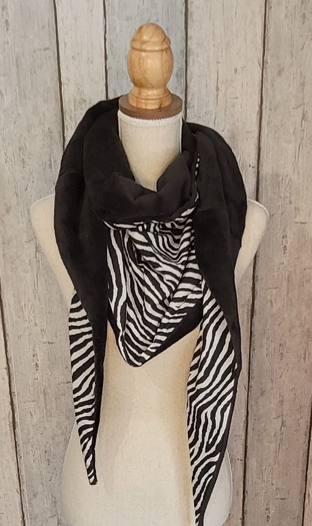 Echarpe / Chèche noir - zébré