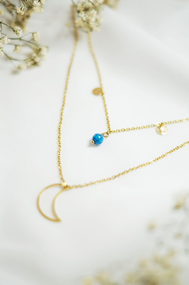 Collier double - Lune • en pierre naturelle