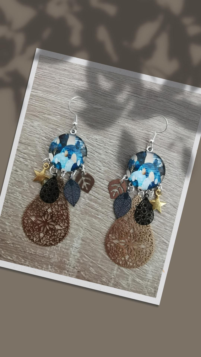 Boucles cabochon motifs réf 123