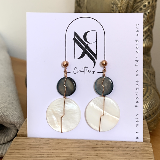 Boucles d’oreilles en Nacre naturelle, or rose laminé (Goldfilled) 