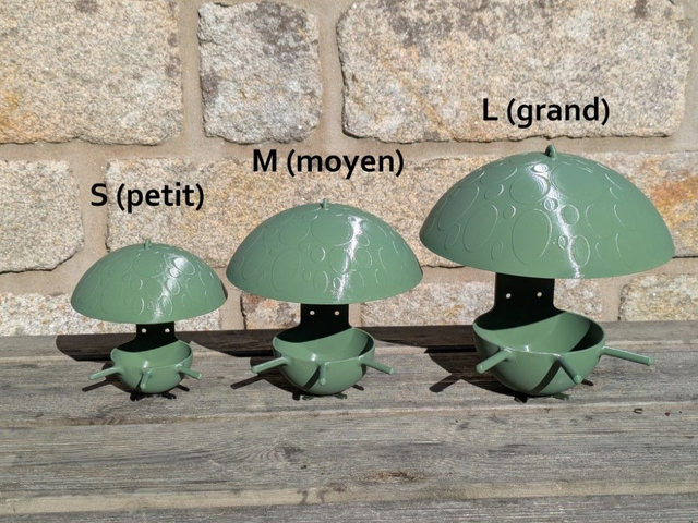 Mangeoire à oiseaux de la nature à suspendre ou murale en forme de champignon