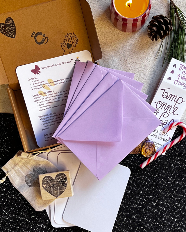 Kit Cartes de Vœux Noël – Kit créatif fait main pour créer tes vœux fait-main avec amour - Tamponne ton Noël
