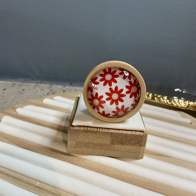 Handmade glass brooch with beautiful red flowers. Gorgeous Christmas gift.