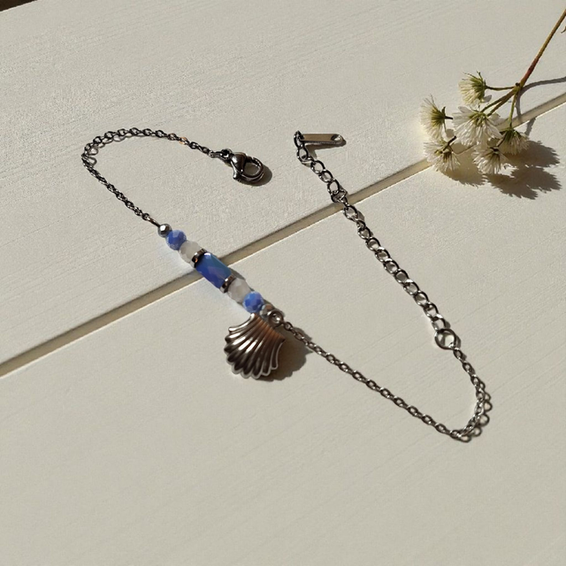 Bracelet acier inoxydable bleu saphir et argenté