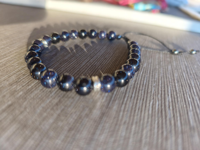 Bracelet homme pierre de sable bleu
