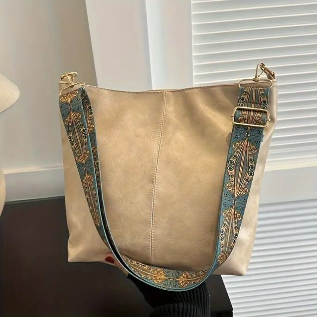 sac à bandoulière vintage femme en cuir Marie Perle couleur crème
