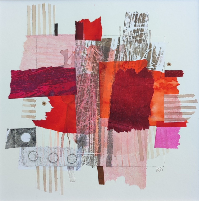 Kompozycja15, 30x30 (20x20 w świetle passe-partout) tech. mieszana 2023