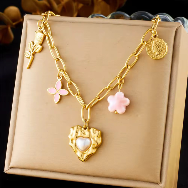 Collana Poesia in acciaio inossidabile multi charme 