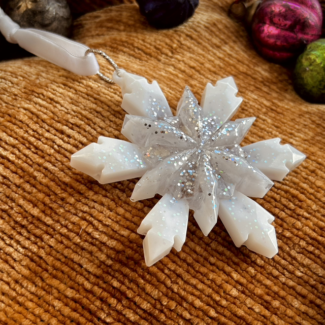 Snowflake Decoration - White and Silver