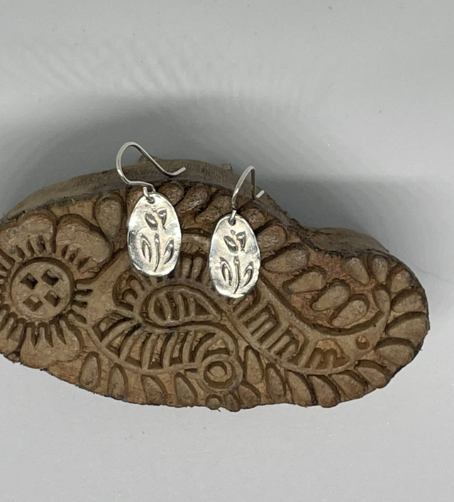 Small Tulip Silver Earrings