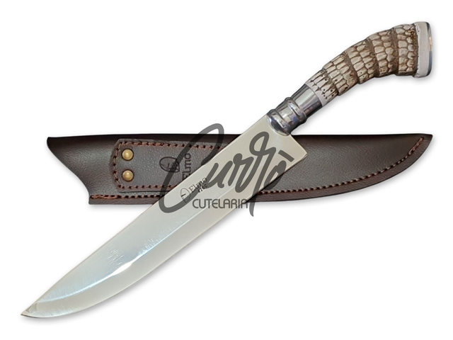 Faca Churrasco Elmo Aço Inox Cabo Resina Tipo Rabo Tatu 9 Pol