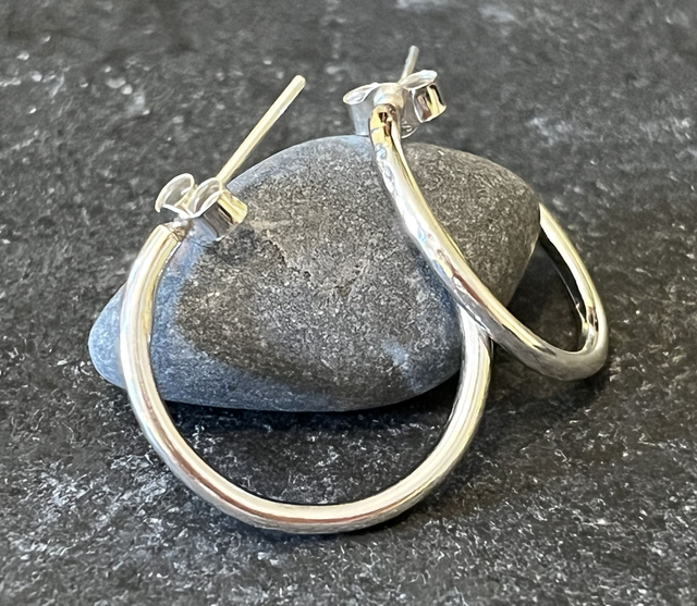 Recycled Sterling Silver Hoop Stud Earrings