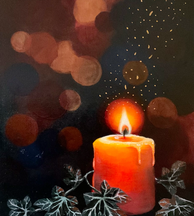 Original Painting Ivy Everlasting Candle