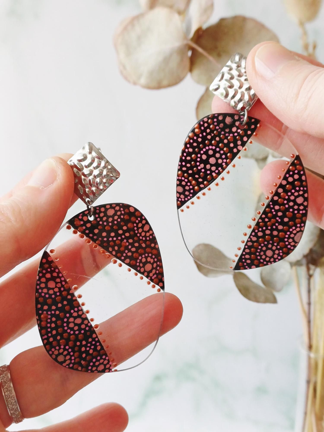 " Violette " Boucles d'oreilles verres de lunettes 