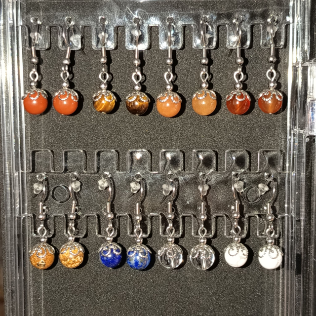 Boucles d’oreilles acier inox &amp; perles de pierres naturelles – Plusieurs variantes