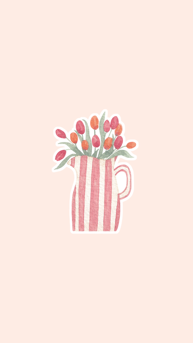 Sticker vase tulipes - Illustration aquarelle