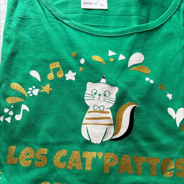 Teeshirt vert en folie paillettes 