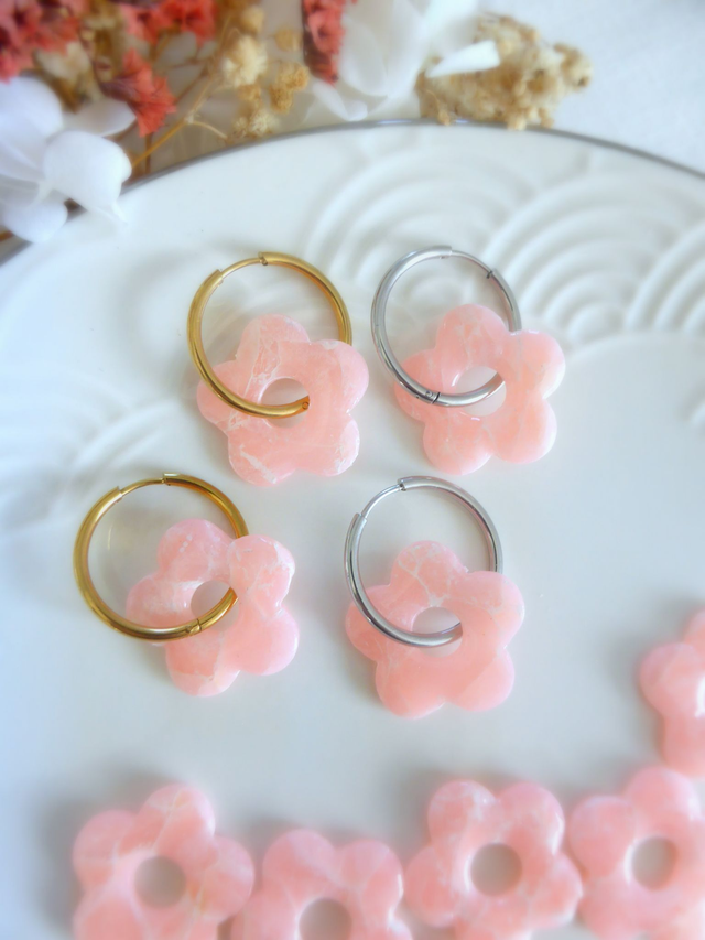 Perles fleurs saumon - Mix &amp; Boucles