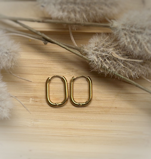 Créoles ovales 21x15 mm - Acier inoxydable Doré (x2)