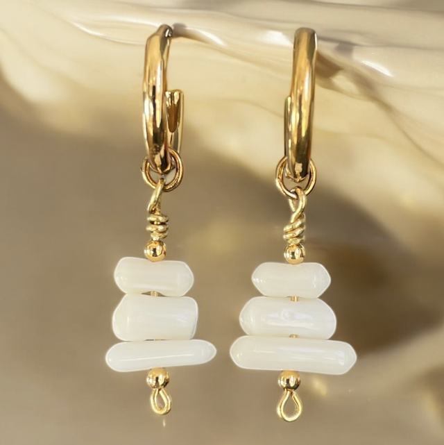 Mini créoles pendant en Bambou de Mer