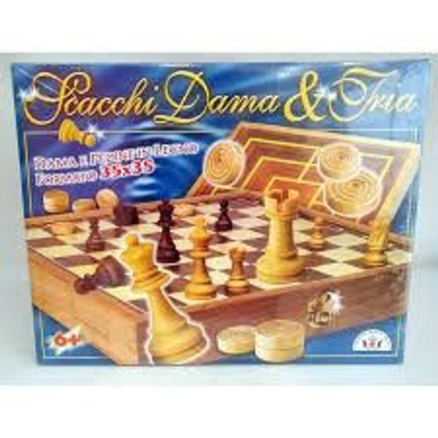 SCACCHI DAMA E TRIA LEGNO 35X35