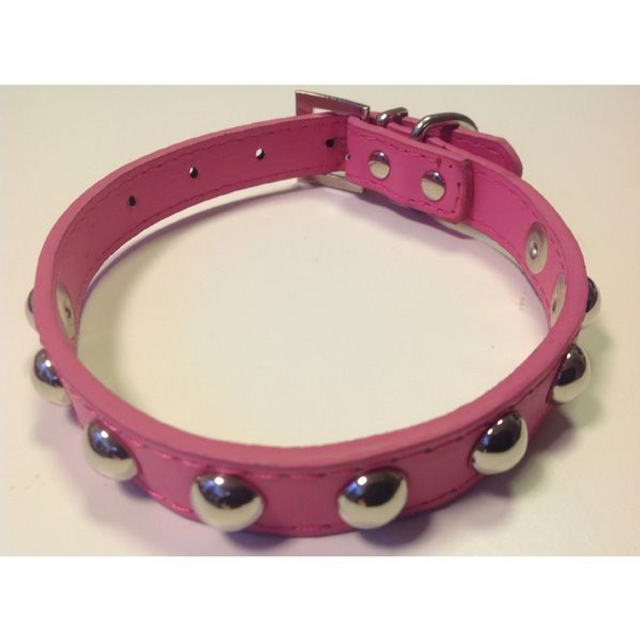 Halsbandje met studs roze S/M