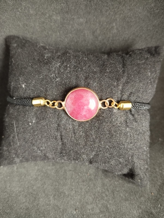 Bracelet réglable en jade rose