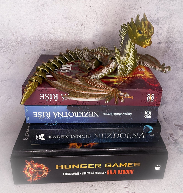 Fantasy Drak "Ochránce knih" Zlato měděný